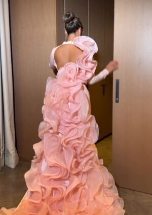 Pink gown with ruffles