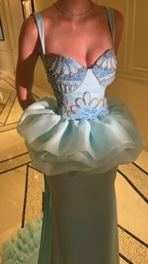 B blue gown